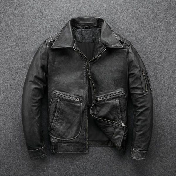 men's leather & faux 2021 vintage men jackets cowhide motorcycle genuine motor biker clothing distressed coat, Black
men's leather & faux 2021 vintage men jackets cowhide motorcycle genuine motor biker clothing distressed coat, Black