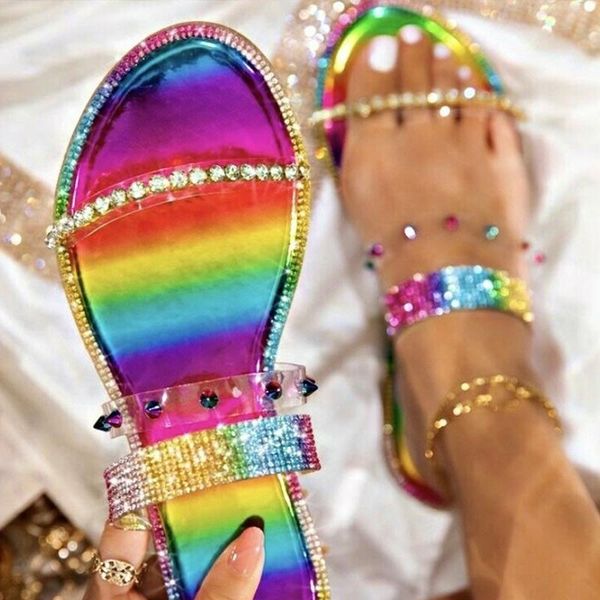 woman summer flat slippers crystal rainbow color plus size rivet non-slip women's shoes 2021 fashion leisure female, Black
woman summer flat slippers crystal rainbow color plus size rivet non-slip women's shoes 2021 fashion leisure female, Black