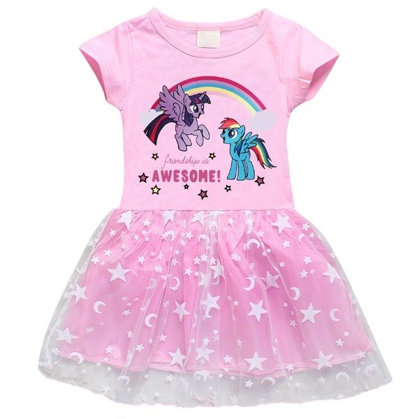 2020 new girls' dress pure cotton pony cartoon star moon screen short sleeve princess skirt, White
2020 new girls' dress pure cotton pony cartoon star moon screen short sleeve princess skirt, White