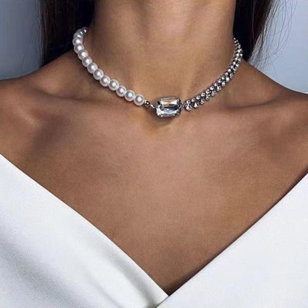 chokers retro 2 rows rhinestone pearl short clavicle chain choker necklaces for women luxury crystal collar statement jewelry, Golden;silver
chokers retro 2 rows rhinestone pearl short clavicle chain choker necklaces for women luxury crystal collar statement jewelry, Golden;silver