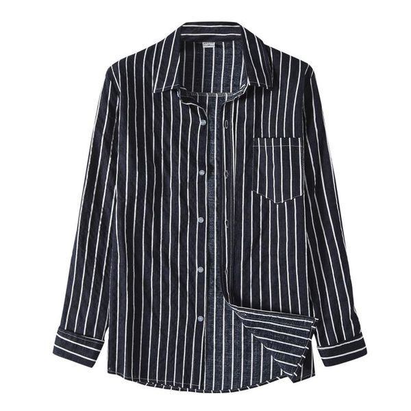 men's casual shirts stripe shirt long sleeve pocket button turn-down collar slim fit autumn office clothing chemise homme, White;black
men's casual shirts stripe shirt long sleeve pocket button turn-down collar slim fit autumn office clothing chemise homme, White;black