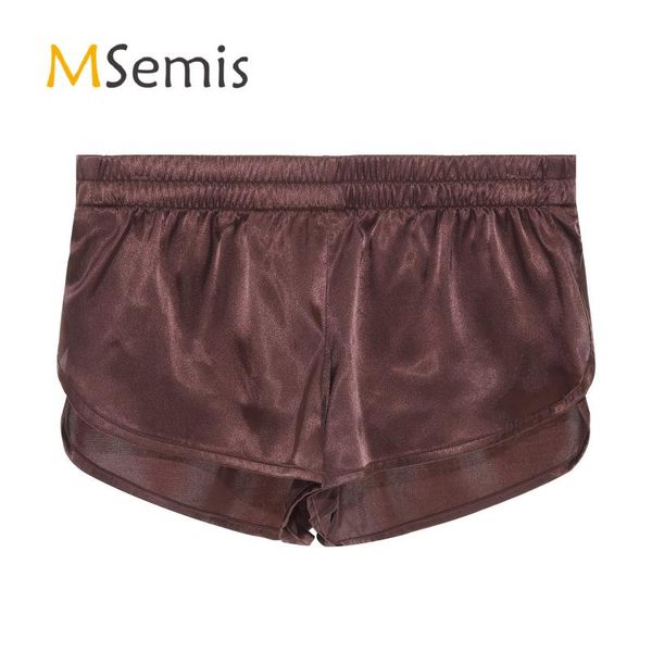 underpants mens solid color low waist satin boxers underwear side split elastic waistband shorts nightwear, Black;white
underpants mens solid color low waist satin boxers underwear side split elastic waistband shorts nightwear, Black;white