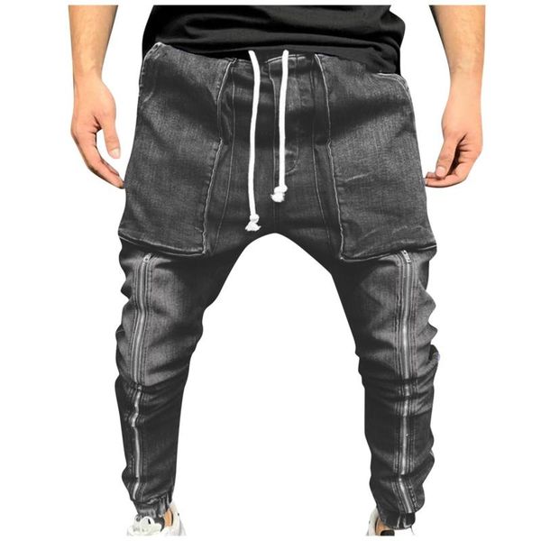 men's pants cotton harem elastic big pocket mid-waist tethered jeans 2021 loose casual trousers men, Black
men's pants cotton harem elastic big pocket mid-waist tethered jeans 2021 loose casual trousers men, Black