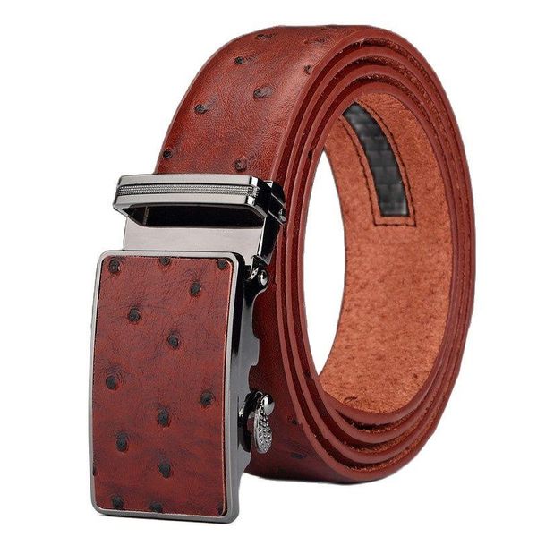 men ostrich leather design fleece inside ratchet buckle genuine belts, Black;brown
men ostrich leather design fleece inside ratchet buckle genuine belts, Black;brown