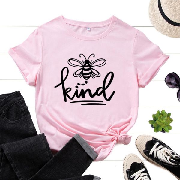 women's t-shirt be bee kind women short sleeve crewneck cotton graphic tee summer clothes for woman female tees shirt kindness, White
women's t-shirt be bee kind women short sleeve crewneck cotton graphic tee summer clothes for woman female tees shirt kindness, White