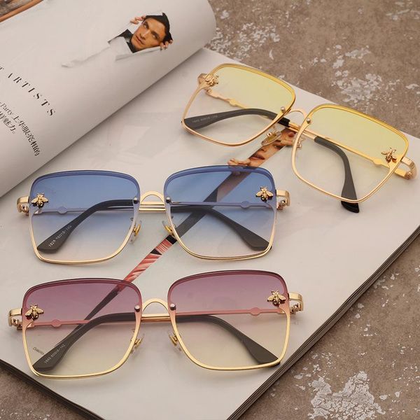 sunglasses square rimless men's and women's gradient bee brand designer big frame retro trendy oculos feminino, White;black
sunglasses square rimless men's and women's gradient bee brand designer big frame retro trendy oculos feminino, White;black