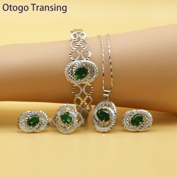 earrings & necklace otogo transing 2021 round green cubic zirconia silver color jewelry sets for women earring pendant ring bracelet set211
earrings & necklace otogo transing 2021 round green cubic zirconia silver color jewelry sets for women earring pendant ring bracelet set211