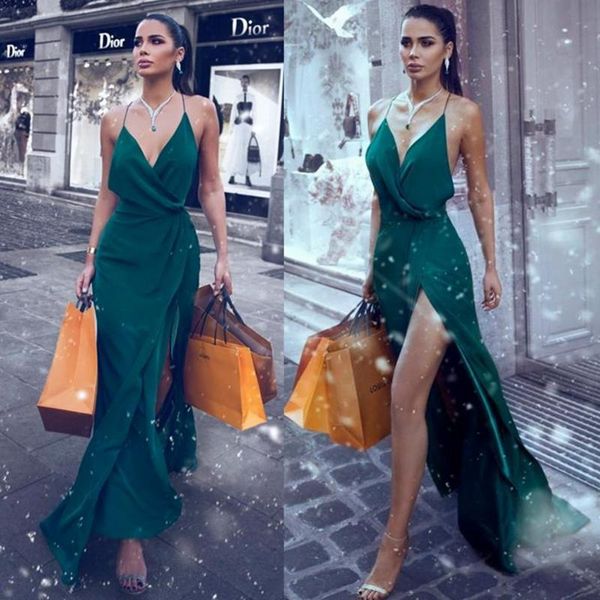 party dresses 2021 dark green high split special occasion spaghetti a line evening dress custom made prom gowns, White;black
party dresses 2021 dark green high split special occasion spaghetti a line evening dress custom made prom gowns, White;black