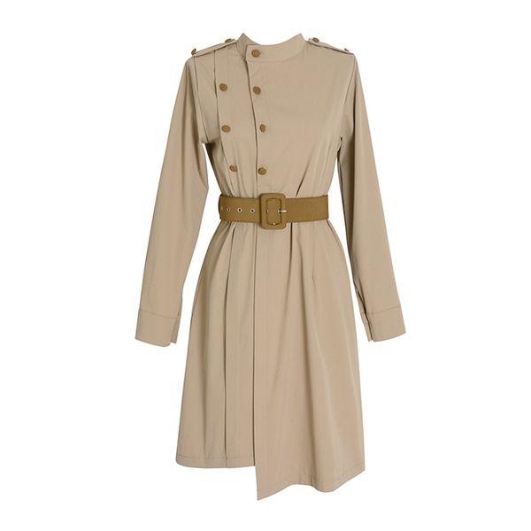 khaki solid button stand collar long sleeve short mini dress elegant sash spring autum d1500 210514, Black;gray
khaki solid button stand collar long sleeve short mini dress elegant sash spring autum d1500 210514, Black;gray