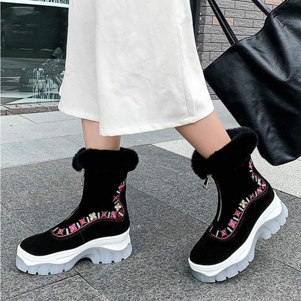 boots winter real fur snow women cow suede embroider flat platform ankle warm plush zipper shoes female size 39, Black
boots winter real fur snow women cow suede embroider flat platform ankle warm plush zipper shoes female size 39, Black