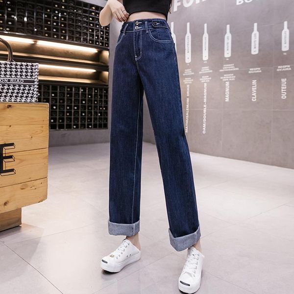 houthion high waist women's denim jeans fashion summer korean casual solid color wide leg pocket zipper pants, Blue
houthion high waist women's denim jeans fashion summer korean casual solid color wide leg pocket zipper pants, Blue