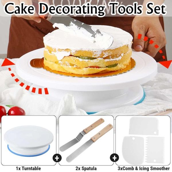 6pcs/set 11 inch plastic cake turntable rotating dough knife decorating cream cakes stand rotary table diy baking tool set & pastry tools
6pcs/set 11 inch plastic cake turntable rotating dough knife decorating cream cakes stand rotary table diy baking tool set & pastry tools