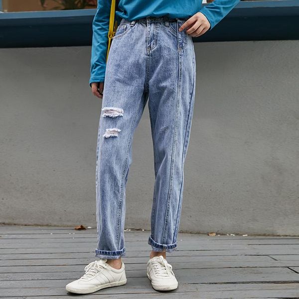 women's jeans femme loose ripped denim trousers y2k fashion high-waist pants retro washed streetwear 2021 clothing, Blue
women's jeans femme loose ripped denim trousers y2k fashion high-waist pants retro washed streetwear 2021 clothing, Blue