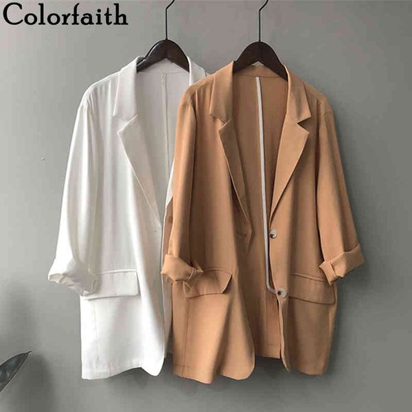 colorfaith new spring fall women's blazers casual jacket pockets buttons notched oversize vintage pockets wild jk7926 210413, White;black
colorfaith new spring fall women's blazers casual jacket pockets buttons notched oversize vintage pockets wild jk7926 210413, White;black
