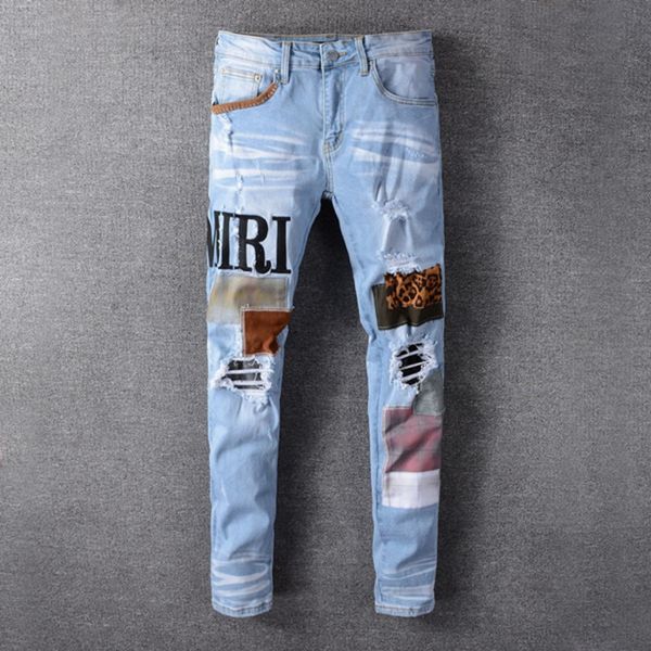 2021 mens jeans distrsed motorcycle biker jean rock ny slim ripped hole letter brand hip hop denim 21ss, Blue
2021 mens jeans distrsed motorcycle biker jean rock ny slim ripped hole letter brand hip hop denim 21ss, Blue