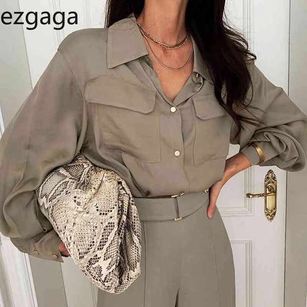 ezgaga women blouse turn-down collar women shirts korean basic pockets metal button loose lantern sleeve shirts fashion blusas 210430, White
ezgaga women blouse turn-down collar women shirts korean basic pockets metal button loose lantern sleeve shirts fashion blusas 210430, White