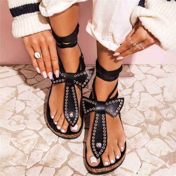 fashion sandals for women rivet lace up ladies flat shoes pu leather clip toe sandalias summer beach female footwear 2021, Black
fashion sandals for women rivet lace up ladies flat shoes pu leather clip toe sandalias summer beach female footwear 2021, Black