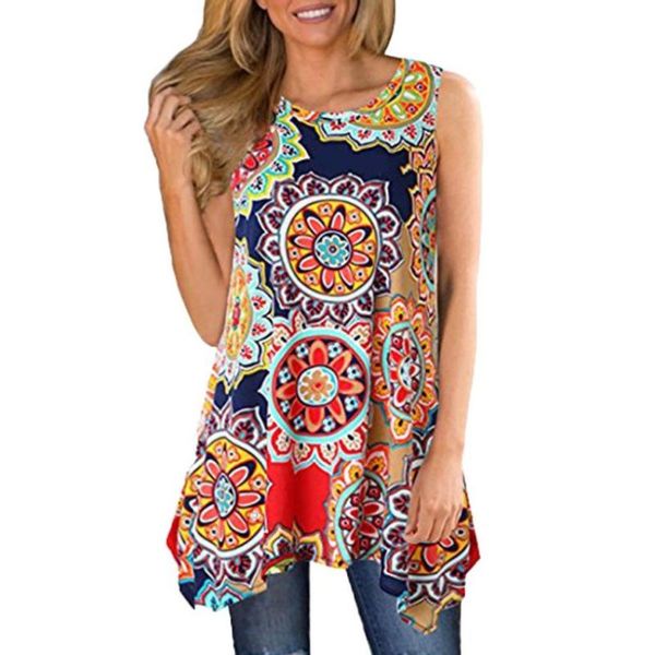 women's blouses & shirts women blouse casual irregular o-neck printed sleeveless asymmetrical loose tunic tank summer, White
women's blouses & shirts women blouse casual irregular o-neck printed sleeveless asymmetrical loose tunic tank summer, White