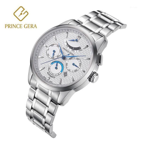mens business watches junghansy multi-function clocks automatic watch sapphire crystal stainless steel wristwatches, Slivery;brown
mens business watches junghansy multi-function clocks automatic watch sapphire crystal stainless steel wristwatches, Slivery;brown