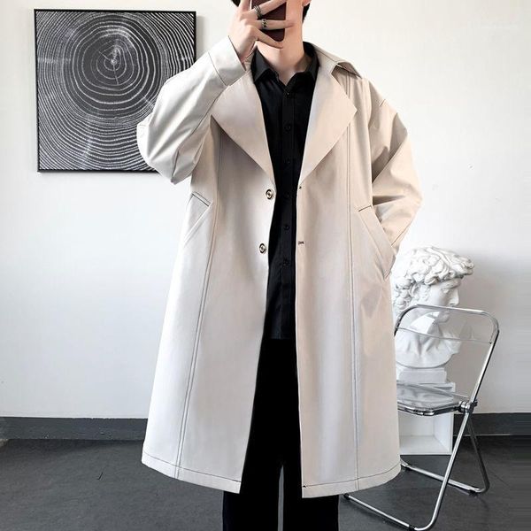 men's trench coats spring autumn splicing windbreaker men korean mid-length fashion loose casual coat, Tan;black
men's trench coats spring autumn splicing windbreaker men korean mid-length fashion loose casual coat, Tan;black