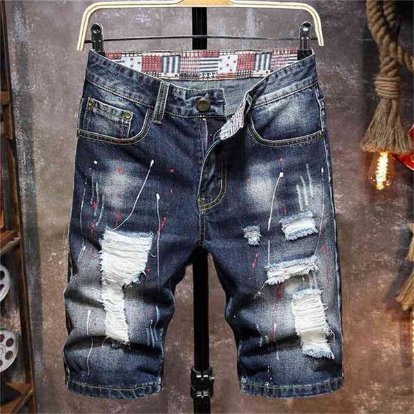 men's graffiti ripped short jeans summer new fashion casual slim big hole retro style denim shorts male brand clothes 210330, White;black
men's graffiti ripped short jeans summer new fashion casual slim big hole retro style denim shorts male brand clothes 210330, White;black