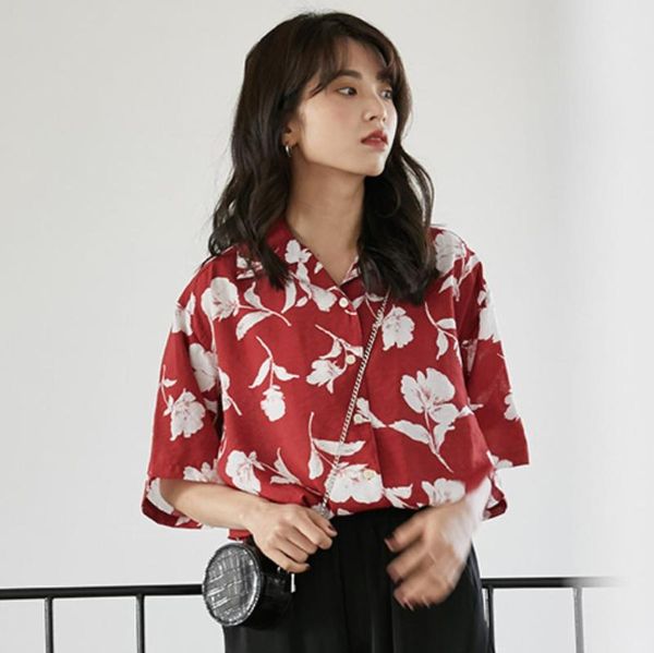 women's blouses & shirts 2021 spring summer fashion flower printed blouse women streetwear turn down collar casual loose shirt, White
women's blouses & shirts 2021 spring summer fashion flower printed blouse women streetwear turn down collar casual loose shirt, White