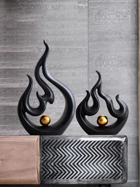 decorative objects & figurines creative abstract black flame with gold ball statue figurine ceramic sculpture for home living room decor orn
decorative objects & figurines creative abstract black flame with gold ball statue figurine ceramic sculpture for home living room decor orn