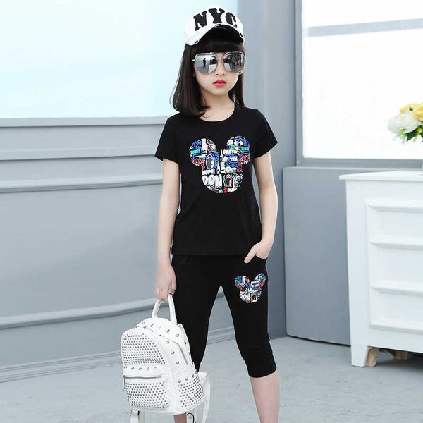 kids girls summer clothing big kids short sleeve leggings children's clothing children's cartoon set 4 6 8 12 14t clothes sets p08, White 
kids girls summer clothing big kids short sleeve leggings children's clothing children's cartoon set 4 6 8 12 14t clothes sets p08, White