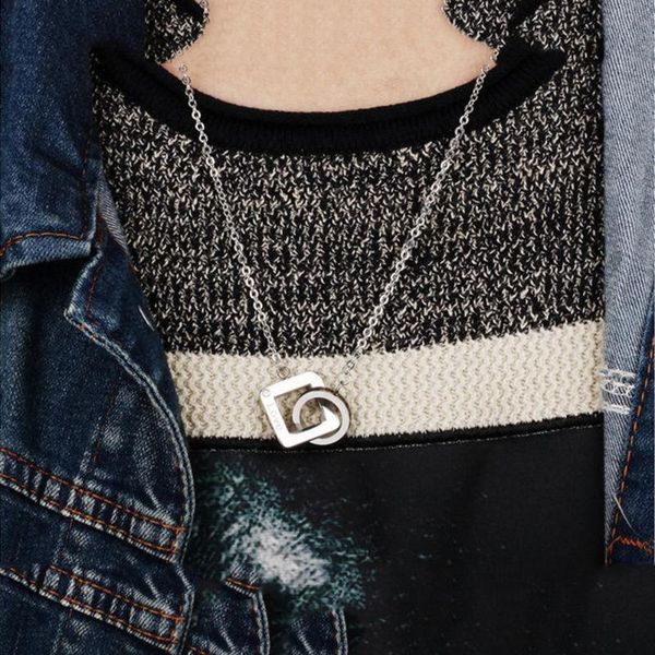 pendant necklaces fashion korean titanium steel couple jewelry square ring buckle love necklace valentine's day gift, Silver
pendant necklaces fashion korean titanium steel couple jewelry square ring buckle love necklace valentine's day gift, Silver