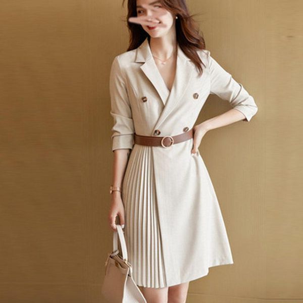 casual dresses vintage pleated belt solid dress women elegant office ladies blazer long sleeve female autumn midi party, Black;gray
casual dresses vintage pleated belt solid dress women elegant office ladies blazer long sleeve female autumn midi party, Black;gray