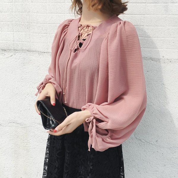 women's blouses & shirts 2021 fashion women blouse loose latern sleeve shirt bandage bowknot and elegant long, White
women's blouses & shirts 2021 fashion women blouse loose latern sleeve shirt bandage bowknot and elegant long, White