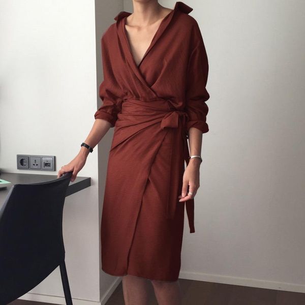 casual dresses autumn irregular bag hip strap dress v-neck long-sleeved solid color, Black;gray
casual dresses autumn irregular bag hip strap dress v-neck long-sleeved solid color, Black;gray