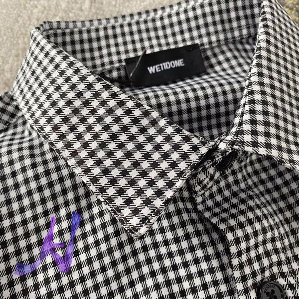 men's jackets men women fashion we11done chest logo shirt black white small plaid thin welldone long-sleeved, Black;brown
men's jackets men women fashion we11done chest logo shirt black white small plaid thin welldone long-sleeved, Black;brown