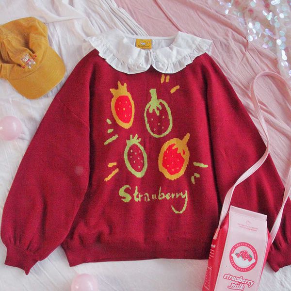 women's sweaters harajuku cute women strawberry sweater korean soft vintage knitwear female pullover red blue kawaii wool knitted, White;black
women's sweaters harajuku cute women strawberry sweater korean soft vintage knitwear female pullover red blue kawaii wool knitted, White;black