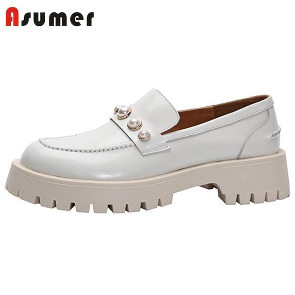 dress shoes asumer 2021 white genuine leather women pumps round toe pearl rivet single fashion platform woman, Black
dress shoes asumer 2021 white genuine leather women pumps round toe pearl rivet single fashion platform woman, Black