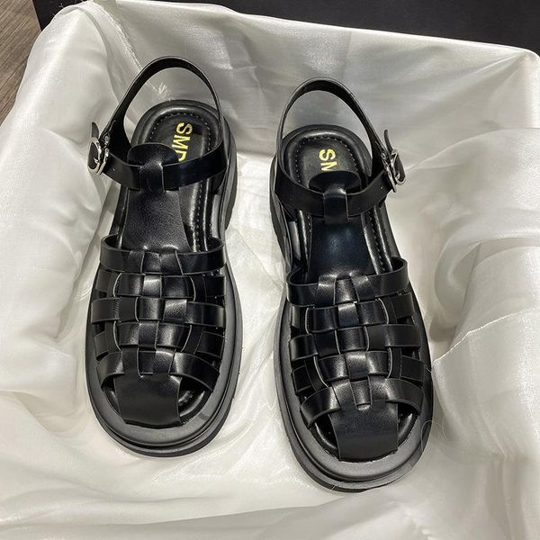 baotou sandals female summer braided word buckle roman shoes hollow platform trend, Black
baotou sandals female summer braided word buckle roman shoes hollow platform trend, Black