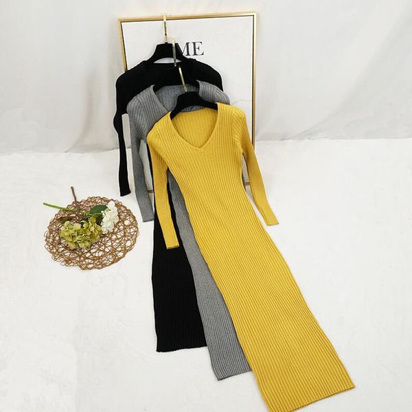 dresses elegant slim midi pencil sweater autumn winter v-neck bodycon knitted long sleeve women vestidos, Black;gray
dresses elegant slim midi pencil sweater autumn winter v-neck bodycon knitted long sleeve women vestidos, Black;gray