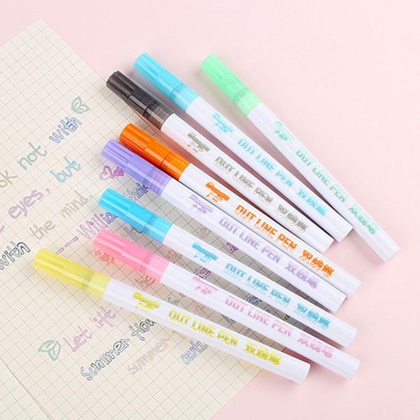 highlighters gift card writing drawing double line outline pen portable for school diy poster gv99, Black;red
highlighters gift card writing drawing double line outline pen portable for school diy poster gv99, Black;red