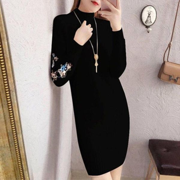 winter women casual floral embroidery long sleeve o neck knit sweater mini dress dresses bodycon, Black;gray
winter women casual floral embroidery long sleeve o neck knit sweater mini dress dresses bodycon, Black;gray