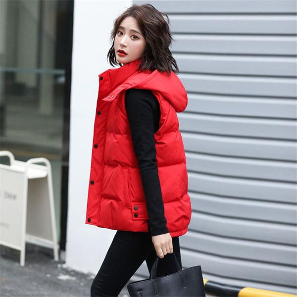women's vests fall winter zipper hoodies sleeveless outwears korean sweet cotton padded waistcoats jackets oversized coats, Black;white
women's vests fall winter zipper hoodies sleeveless outwears korean sweet cotton padded waistcoats jackets oversized coats, Black;white