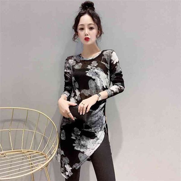 women's spring mid-length t-shirt o- neck printed slim fashion long-sleeved color matching bottoming shirt pl001 210506, White
women's spring mid-length t-shirt o- neck printed slim fashion long-sleeved color matching bottoming shirt pl001 210506, White