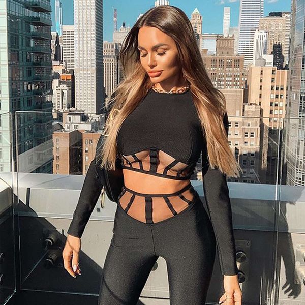 women's nightclub two piece stitching perspective screen t-shirt high waist pants set 15358, Black;white
women's nightclub two piece stitching perspective screen t-shirt high waist pants set 15358, Black;white