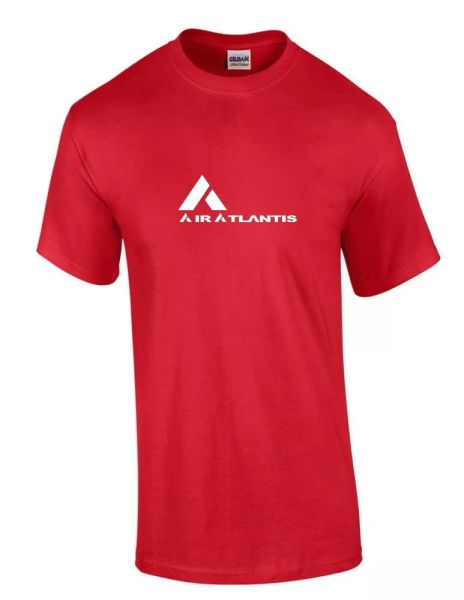 air atlantis white logo portuguese airline aviation geek red cotton t-shirt, White;black
air atlantis white logo portuguese airline aviation geek red cotton t-shirt, White;black