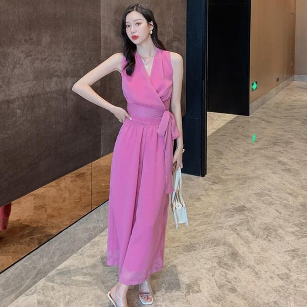 women's tracksuits arrival fashion set for women summer elegant v-neck sleeveless simple temperament chiffon pant and two piece sets, Gray
women's tracksuits arrival fashion set for women summer elegant v-neck sleeveless simple temperament chiffon pant and two piece sets, Gray
