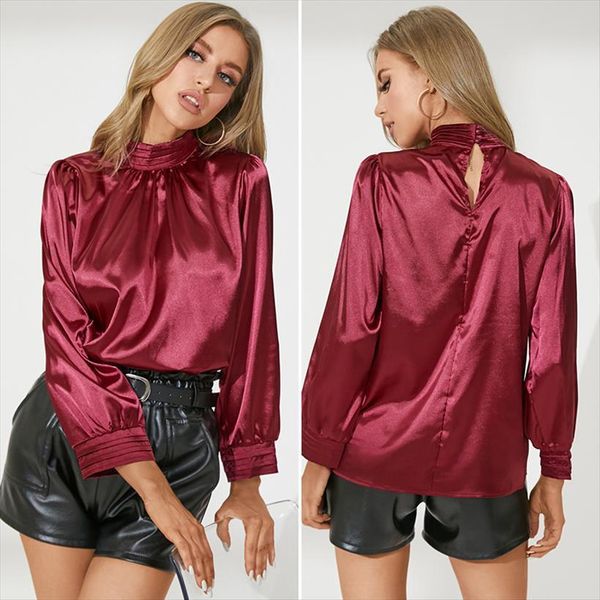 stylish satin slik turtleneck celmia women blouses spring long sleeve elegant open back solid blusas plus size 7, White
stylish satin slik turtleneck celmia women blouses spring long sleeve elegant open back solid blusas plus size 7, White