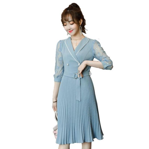 lenshin summer pleated lace dress women's elegant three quarter sleeve office lady work wear with belt casual dresses, Black;gray
lenshin summer pleated lace dress women's elegant three quarter sleeve office lady work wear with belt casual dresses, Black;gray