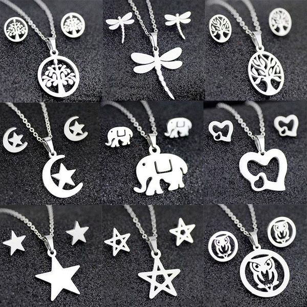 earrings & necklace stainless steel fashion pendant stud suit collarbone chain in various styles sets for women jewelry, Silver
earrings & necklace stainless steel fashion pendant stud suit collarbone chain in various styles sets for women jewelry, Silver