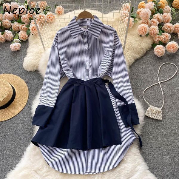 casual dresses neploe stylish patchwork striped shirt dress women autumn 2021 office ladies mid-length design one-piece vestido two-piece, Black;gray
casual dresses neploe stylish patchwork striped shirt dress women autumn 2021 office ladies mid-length design one-piece vestido two-piece, Black;gray