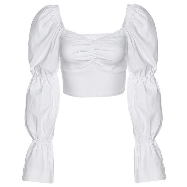 women's t-shirt women long puff sleeve slim square neck off shoulder white crop ruched chest vintage elegant streetwear
women's t-shirt women long puff sleeve slim square neck off shoulder white crop ruched chest vintage elegant streetwear