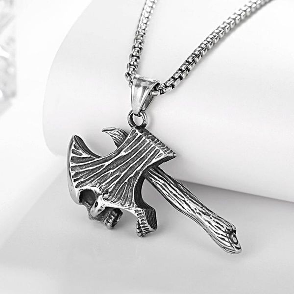 chains creative axe skull necklace pendant punk hip hop stainless steel men biker party jewelry halloween gift wholesale, Silver
chains creative axe skull necklace pendant punk hip hop stainless steel men biker party jewelry halloween gift wholesale, Silver